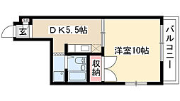 サンダンケ 4階1Kの間取り