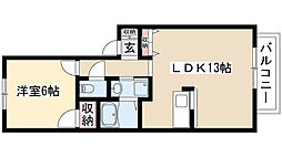 メゾン下方 2階1LDKの間取り