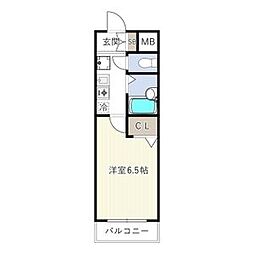 ヒルズ本山南 2階1Kの間取り