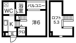 アペラシオン鳥羽見 2階1Kの間取り