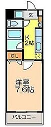 C&Mノリタケ 7階1Kの間取り