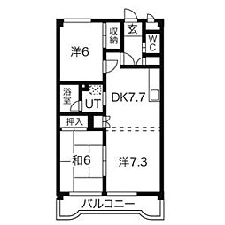 シーズンコート上小田井南 4階2LDKの間取り