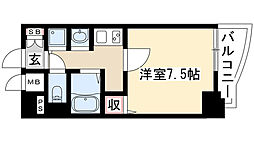 プレサンス泉アーバンゲート 6階1Kの間取り