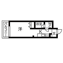 グランデ六番町 1階1Kの間取り