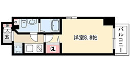 エステムプラザ名古屋・栄プレミアム 7階1Kの間取り