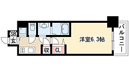 プレサンス錦ラウム 9階1Kの間取り