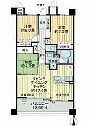 ライオンズ東山レジデンス 5階3LDKの間取り