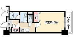 レジデンス上前津スクエア(旧プライムアーバン上前津) 3階1Kの間取り
