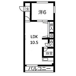 Court本陣 2階1LDKの間取り