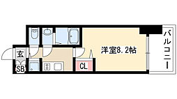 プレサンスジェネ千種内山II 8階1Kの間取り