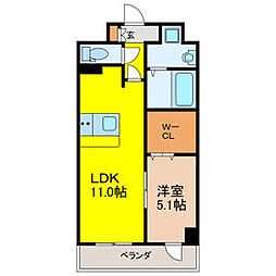 パークレジデンス汐路町 2階1LDKの間取り