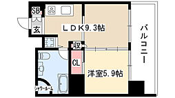 レインボーピア記念橋 8階1LDKの間取り