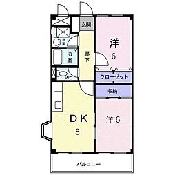 ウェルスハイツ 2DKの間取図画像