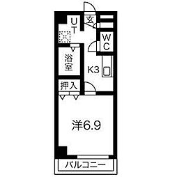 サンハイム新守山 4階1Kの間取り