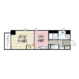 HF伏見レジデンス 3階1DKの間取り