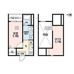 カミノサントゥアリオ 1階1Kの間取り