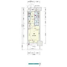 プレサンスジェネ丸の内 4階1Kの間取り