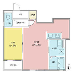 VILLA桜山 1LDKの間取図画像