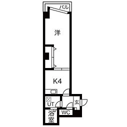 YM丸の内 6階1DKの間取り