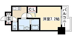 プレサンス丸の内レジデンスII 4階1Kの間取り