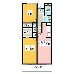 アークステージI 4階2LDKの間取り