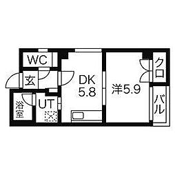 ガーディアン千代田 1DKの間取図画像