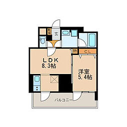 プレミアムコート葵 1LDKの間取図画像