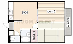 ビューハピネスU 2DKの間取図画像