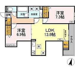 luvita上社 2LDKの間取図画像