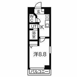 サンパティーク東片端 1Kの間取図画像