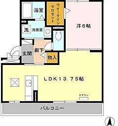 リバージュA 1LDKの間取図画像