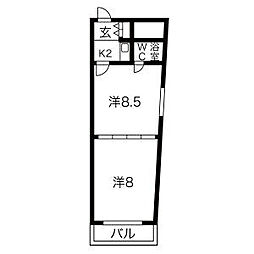 東和マンション広小路 2Kの間取図画像