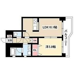 アマービレ中島 1LDKの間取図画像