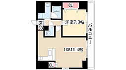 BSRESIDENCESAKAE 1Kの間取図画像