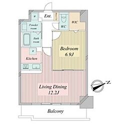 リバーコート砂田橋2 1LDKの間取図画像