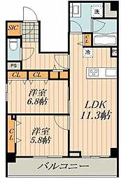 ロイヤルカーサ千種 2LDKの間取図画像