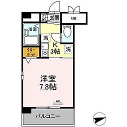 キャッスル3 1Kの間取図画像