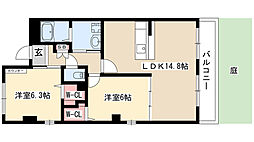 ラフォーレ東山 2LDKの間取図画像