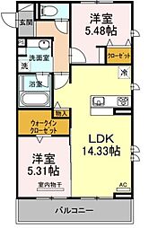 アンソレイエトモ 2LDKの間取図画像