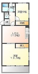 晴真マンション 2LDKの間取図画像