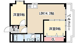 三鉦マンション 2LDKの間取図画像