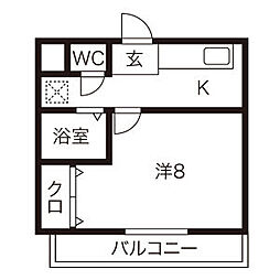 マンションブリッジ88 1Kの間取図画像
