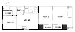 さくらマンション中川 3LDKの間取図画像