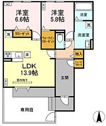 ベルネージュIII 2LDKの間取図画像