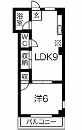 青山マンション 1LDKの間取図画像