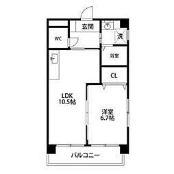 シェソワ野上 1LDKの間取図画像