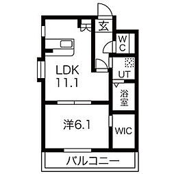 サンライズ南荒子 1LDKの間取図画像