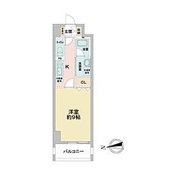 RESIDIA東桜 1Kの間取図画像