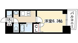 プレサンスサカエリバースタイル ワンルームの間取図画像