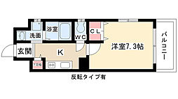 アールズタワー宝が丘 1Kの間取図画像